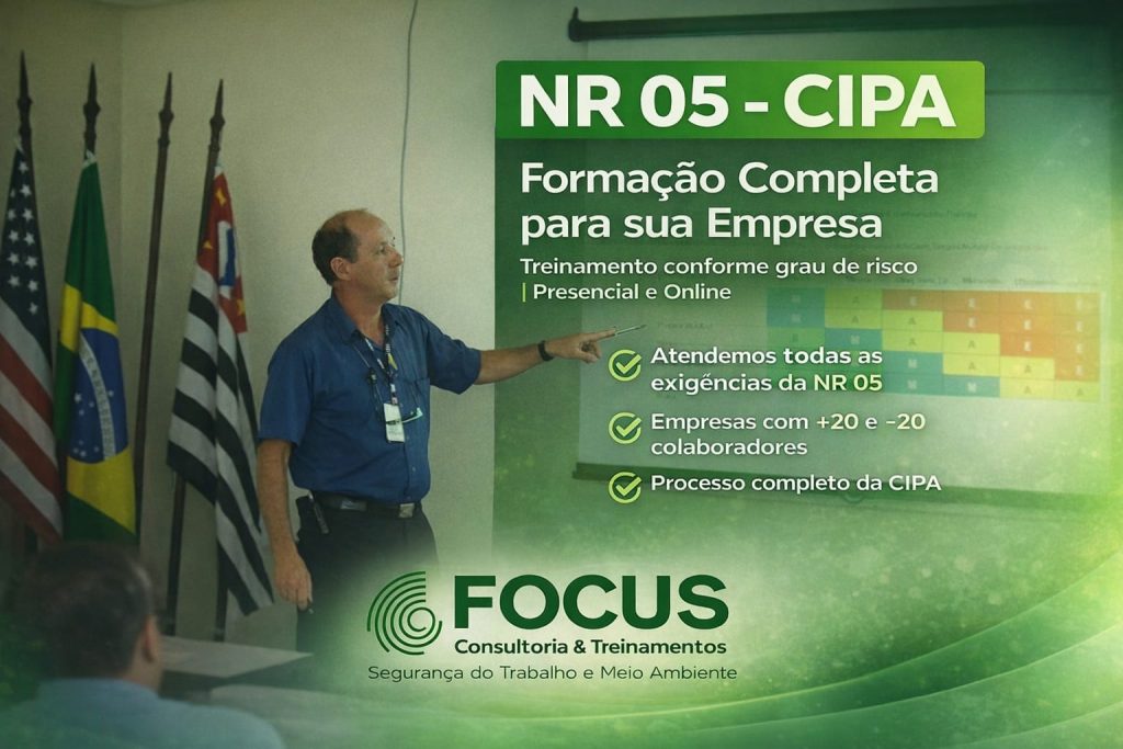 Curso da CIPA – Comissão Interna de Prevenção de Acidentes, conformidade com a NR 05.